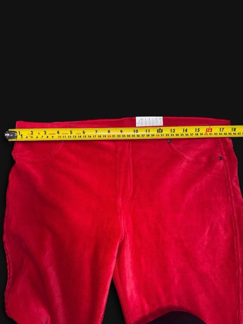 HUE Red Velour Corduroy Stretch Leggings Pants Women’s XL Pull-On Skinny - Picture 3 of 5